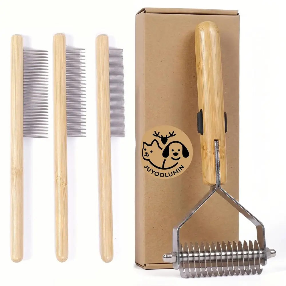 4-In-1 Pet Grooming Kit For Medium To Long Haired Cats And Dogs