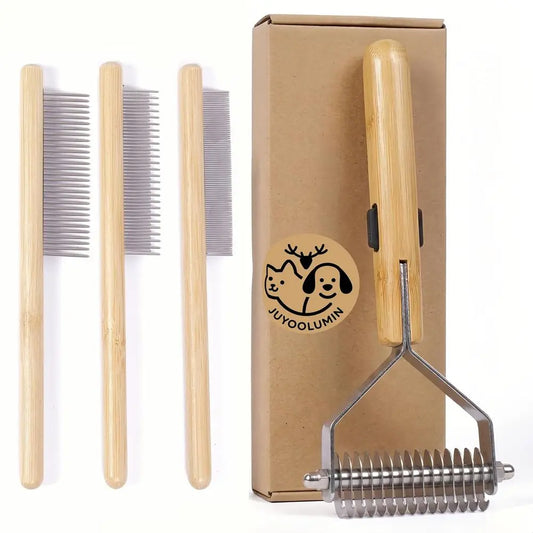 4-In-1 Pet Grooming Kit For Medium To Long Haired Cats And Dogs
