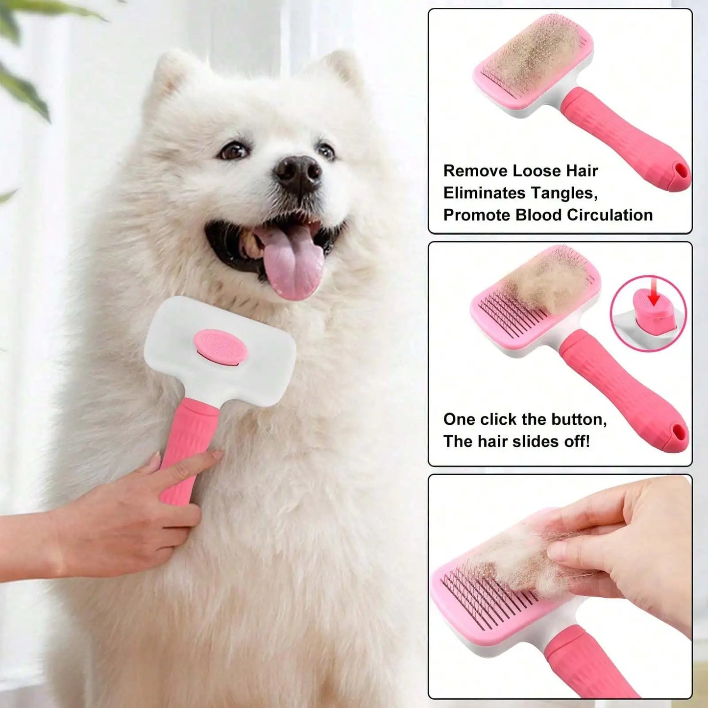 One Click Pet Grooming Brush Deshedding Tool For Dogs