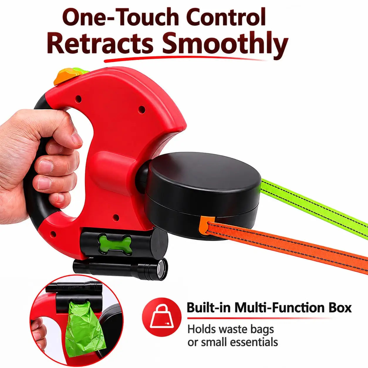 Dual Retractable Dog Leash With LED Light For Small Dogs