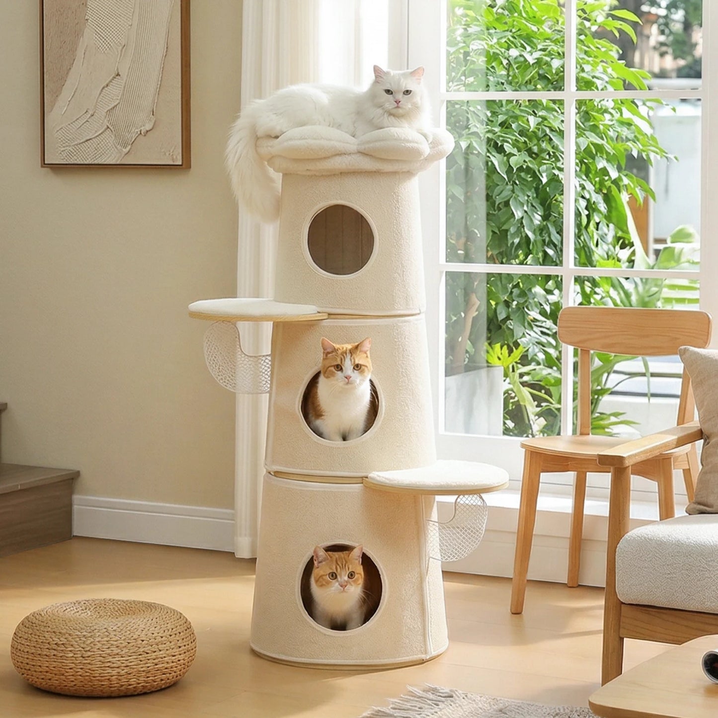 PAWZ Road Modern Cat Tree With Condos Flower Perch