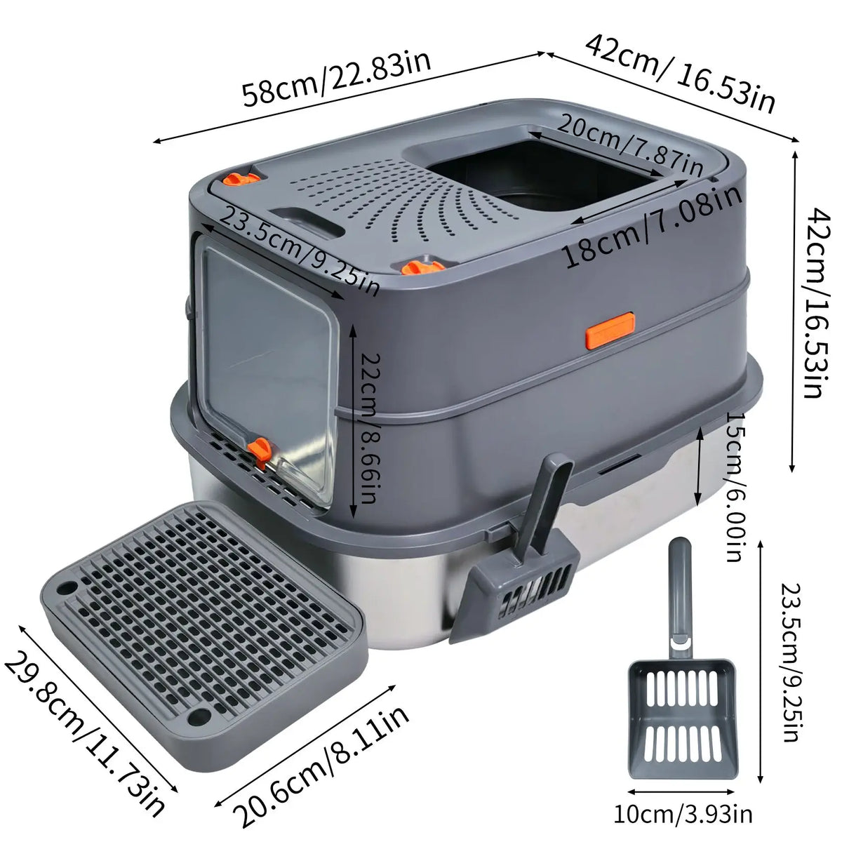 Large Enclosed Cat Litter Box With High Sided Enclosure