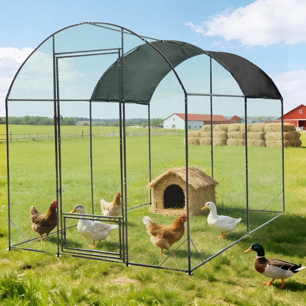BORWART Chicken Coop Cage Outdoor Walk-In Run Pen With Netting