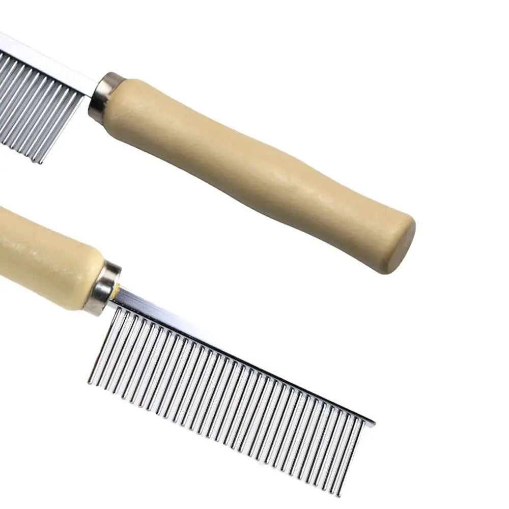 Grooming Comb for Dogs and Cats With Wooden Handle