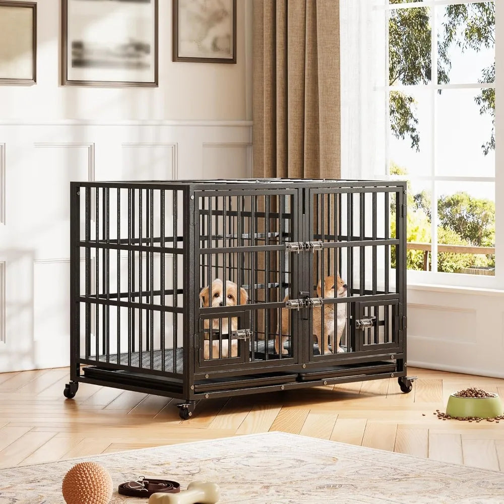 Garvee Heavy Duty Metal Dog Crate With Secure Dual Latches