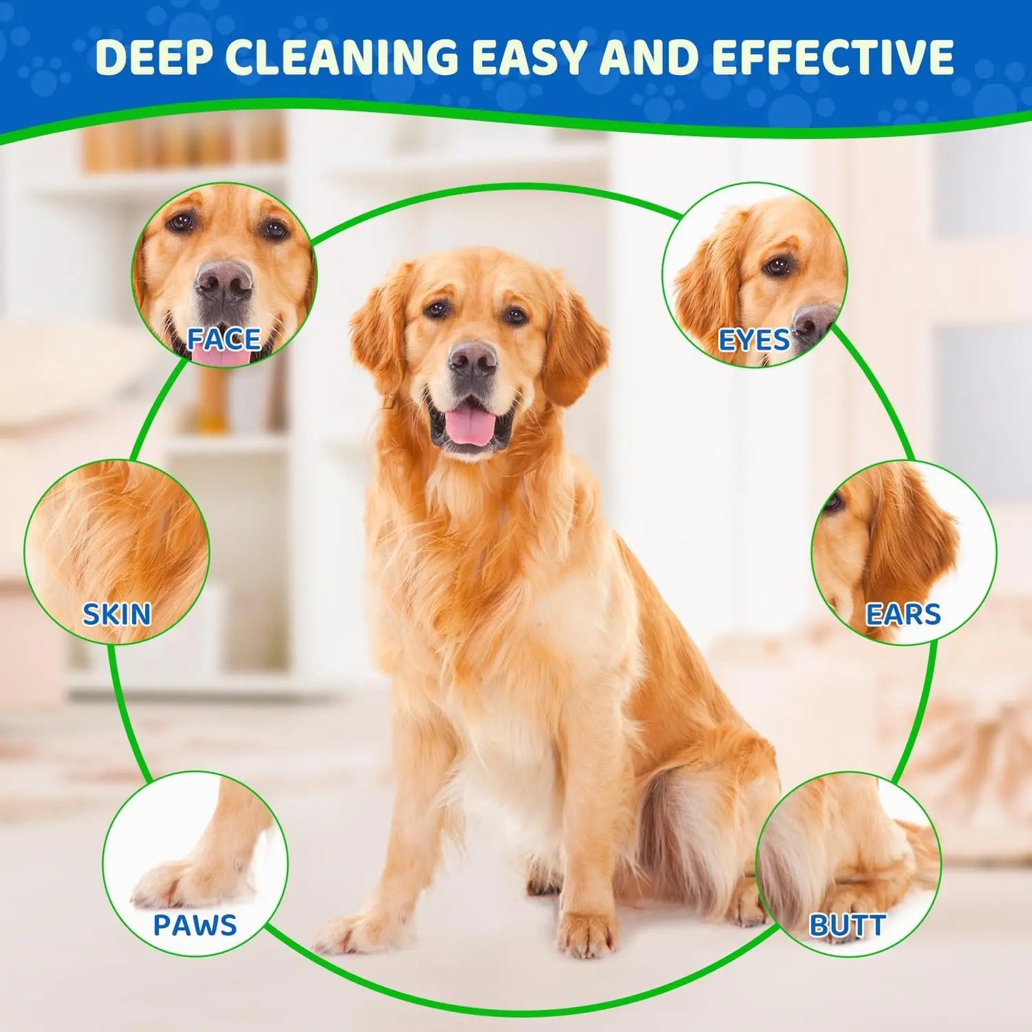Pet Glove Wipes For Dogs And Cats, Unscented Grooming Towelettes