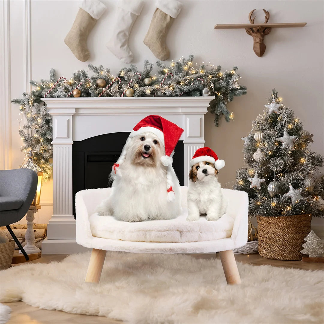 BINGOPAW Luxury Plush Cat Bed Nest Chair With Wood Legs