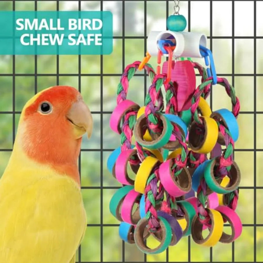 Conure Bird Toys Foraging Shredder Bagel Chewy Rings 24 Pieces