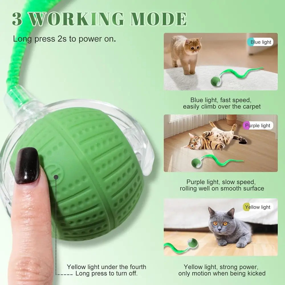 Interactive Automatic Rolling Cat Toy For Playful Indoor Pets