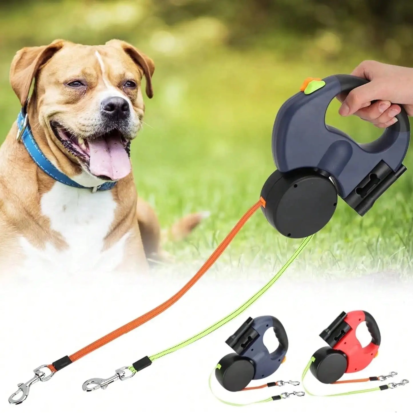 Retractable Dual Dog Leash With 360 Swivel No Tangle