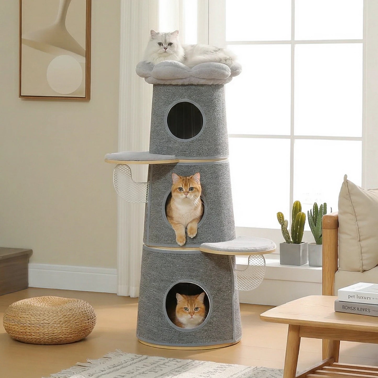 PAWZ Road Modern Cat Tree With Condos Flower Perch