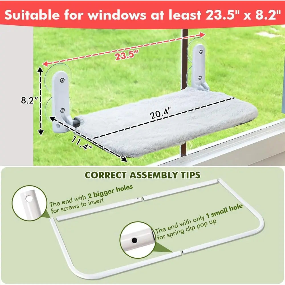 Cat Window Perch Hammock With Metal Suction Cups Reversible Cover