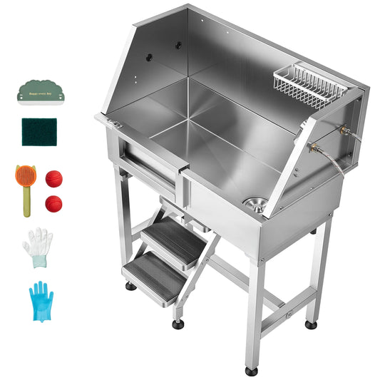 SucceBuy 34 Inch Stainless Steel Dog Washing Station Sink