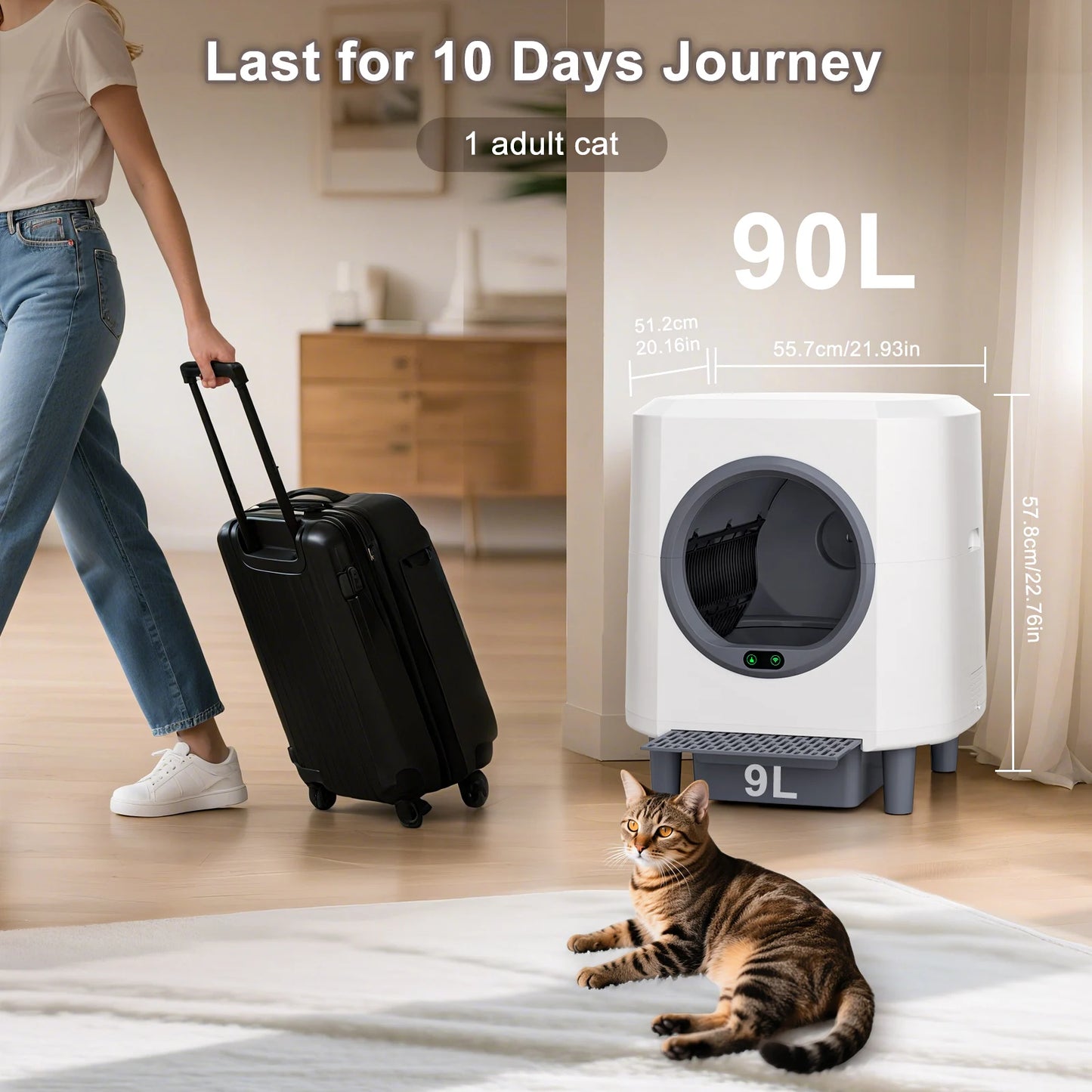 Ellenpent Automatic Self Cleaning Litter Box With App Control