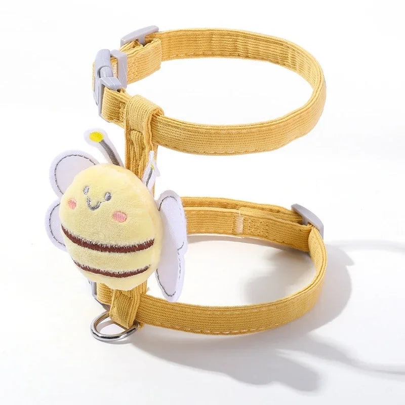 Bee Themed Cat Harness Leash Set Adjustable For Small Medium Pets