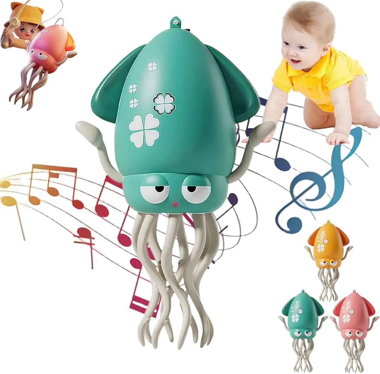 CONUSEA LED Dance Octopus Toy USB Rechargeable Interactive Baby