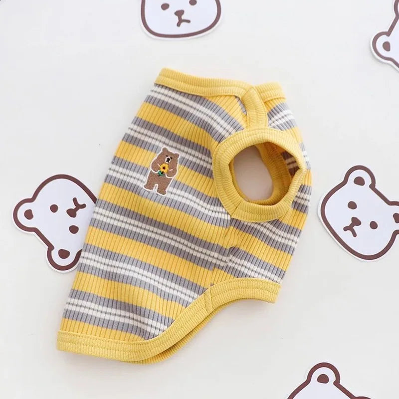 Korean Style Summer Cotton Bear Print Dog Vest Shirt