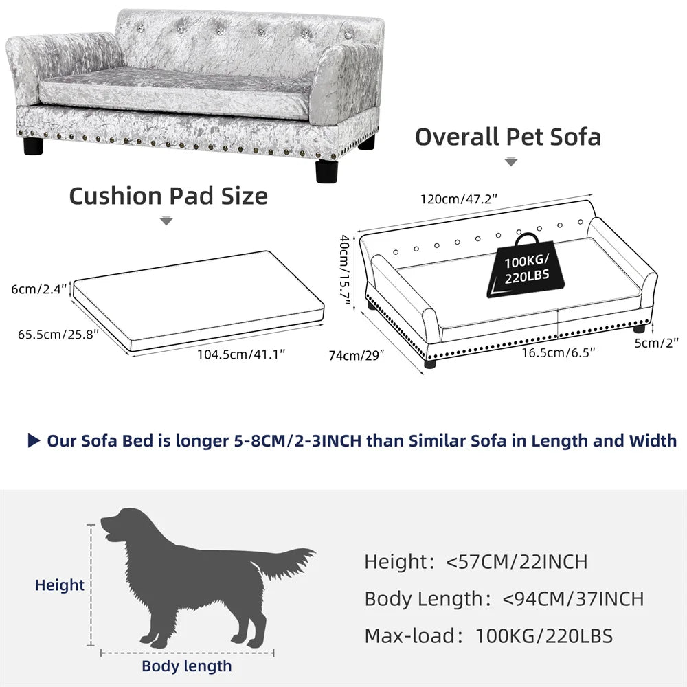 BORWART Heavy Duty Pet Sofa Bed Raised Dog Cat Couch