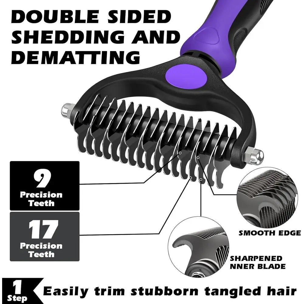 Pet Grooming Kit Slicker Brush Dematting Comb And Rake