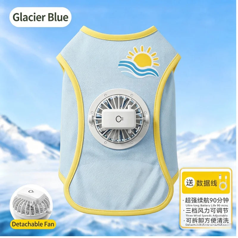 Detachable USB Fan Dog Cooling Vest With UV Protection