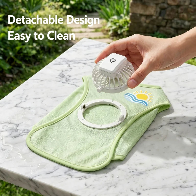 Detachable USB Fan Dog Cooling Vest With UV Protection