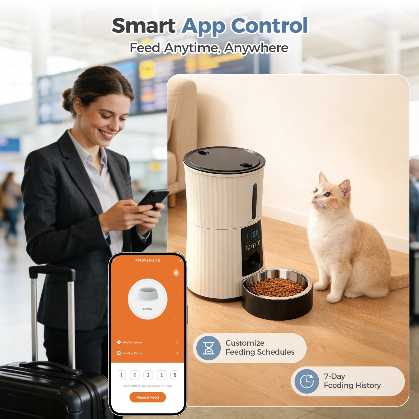 JHK WiFi Automatic Cat Feeder With App Control Smart