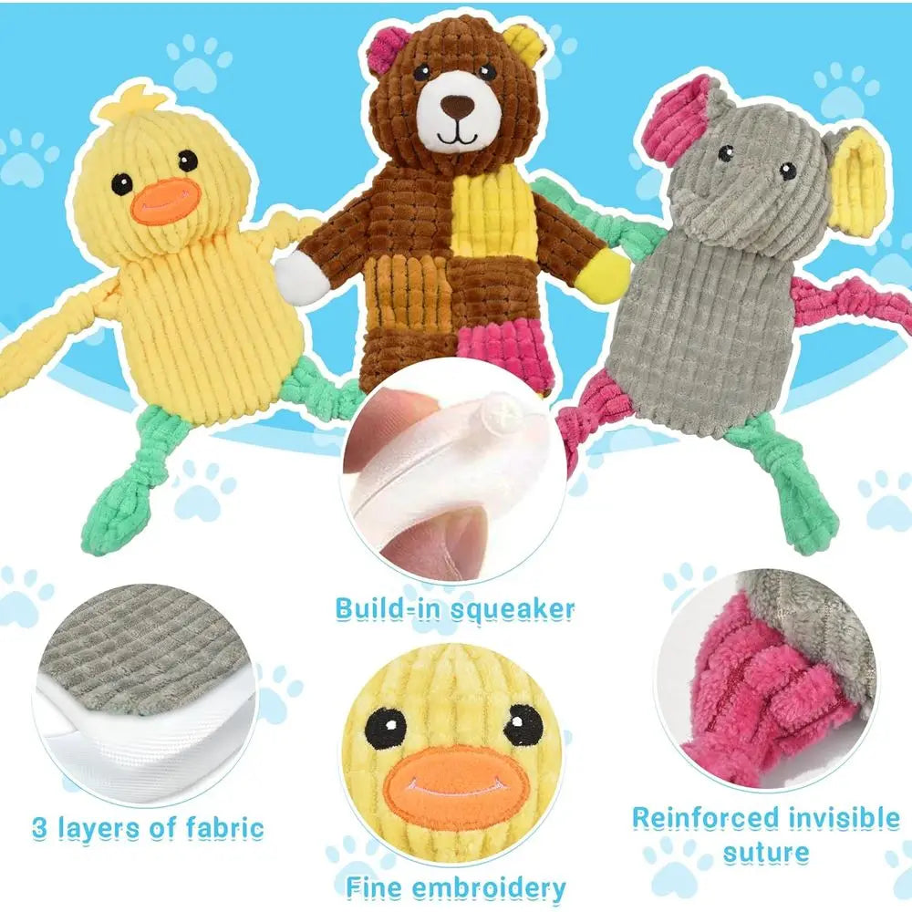 Five Piece Dog Toy Bundle With Assorted Animal Shapes