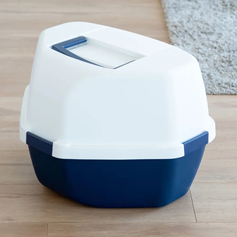 Corner Cat Litter Box With Enclosed Lid Design And Buckles