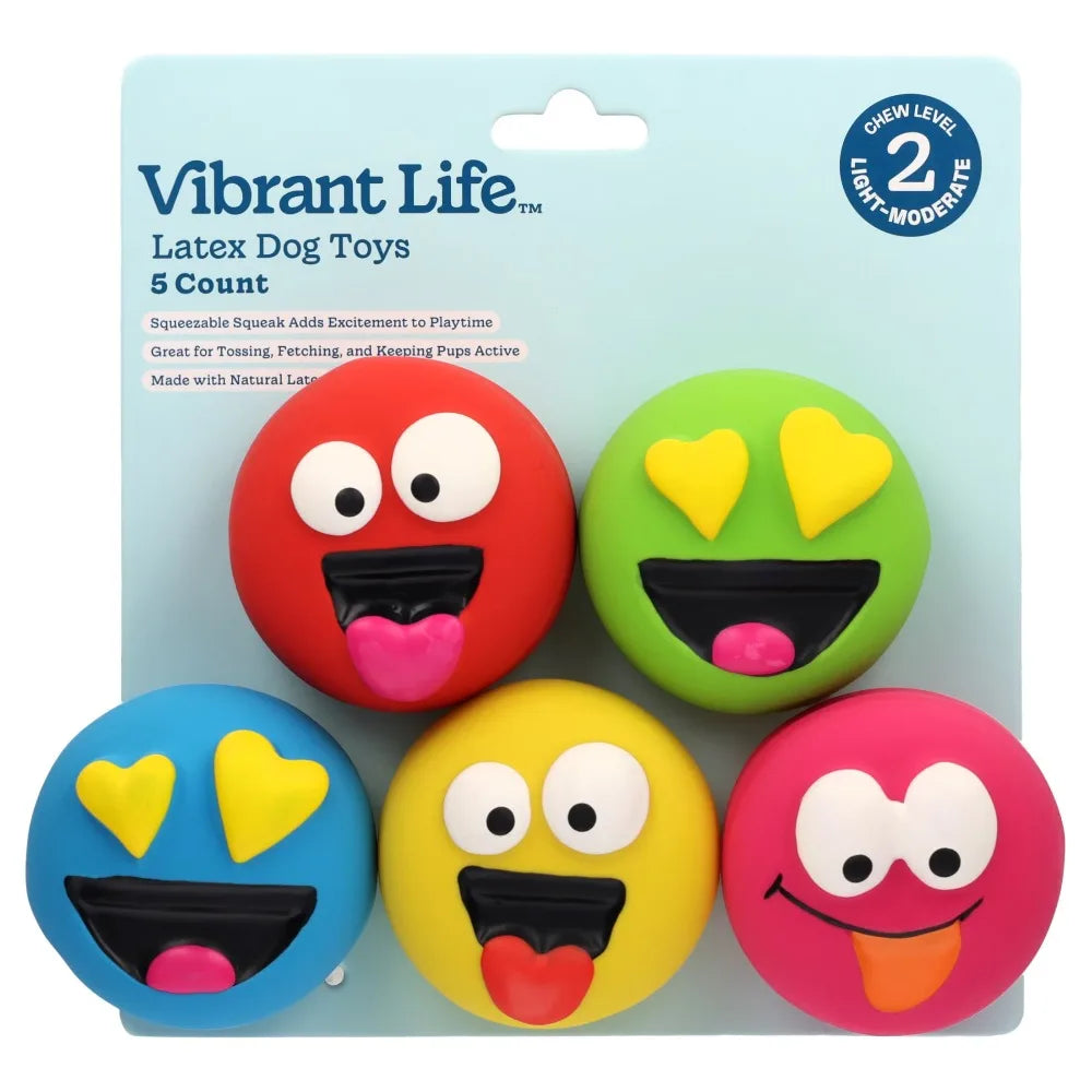 Emoticon Latex Dog Toys With Squeakers For Aggressive Chewers