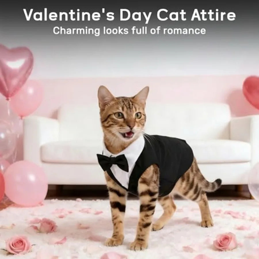 Cat Tuxedo Bow Tie Costume For Cats Soft Skin Friendly Outfit