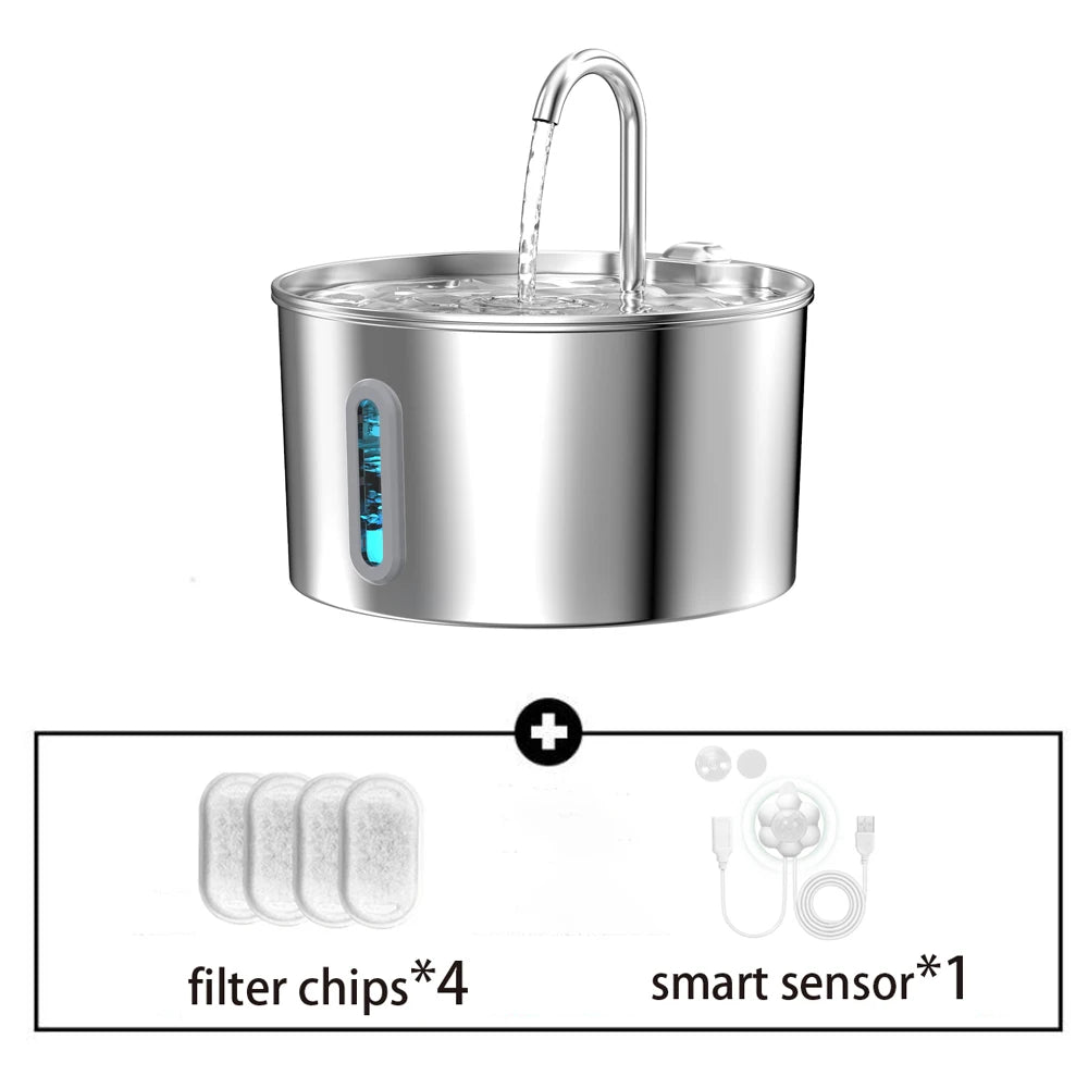 Automatic Stainless Steel Pet Water Fountain With Window