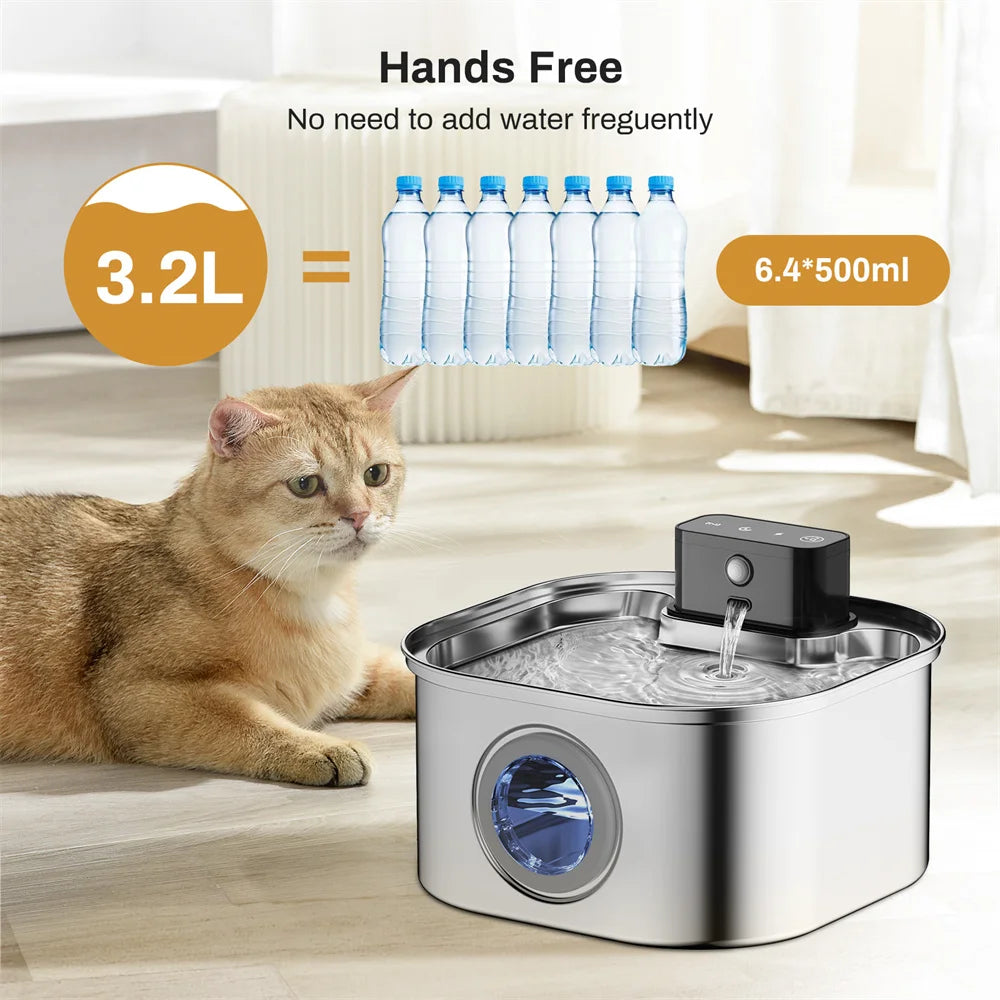 Weomg Rechargeable Stainless Steel Pet Water Fountain For Cats Dogs