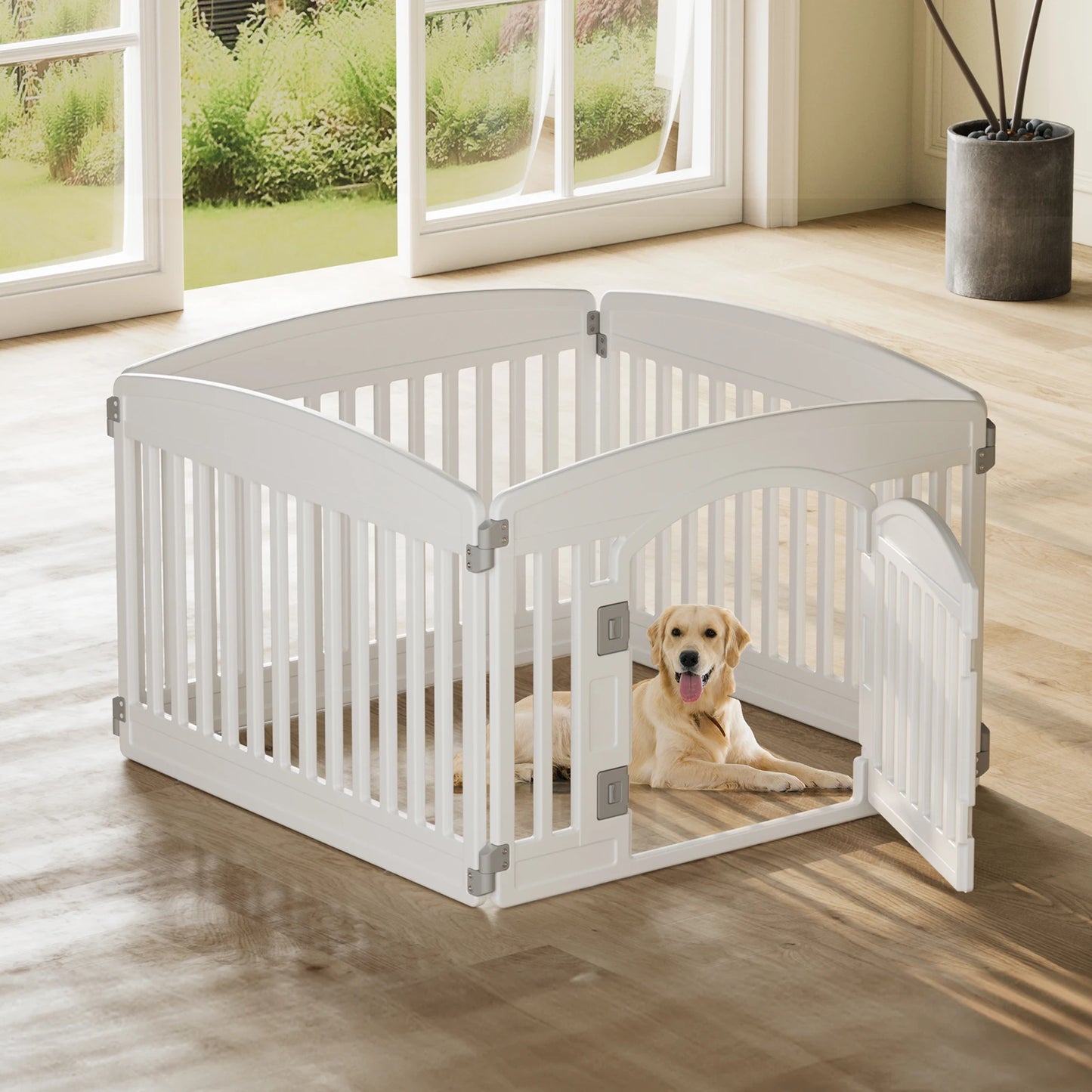 JHK Plastic Expandable Dog Playpen For Indoor And Outdoor Use