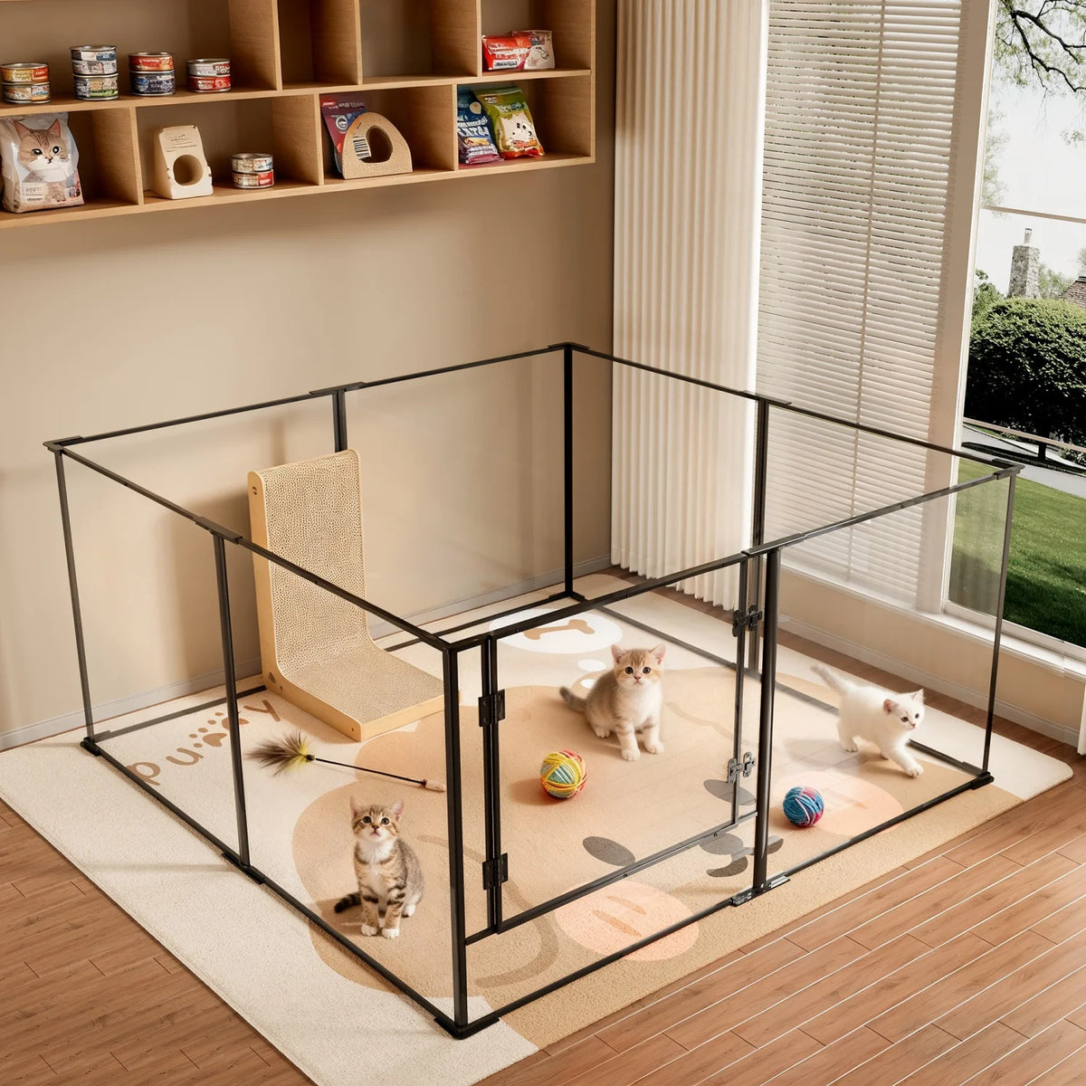 BINGOPAW 8 Panel Clear Acrylic Dog Playpen For Small Animals