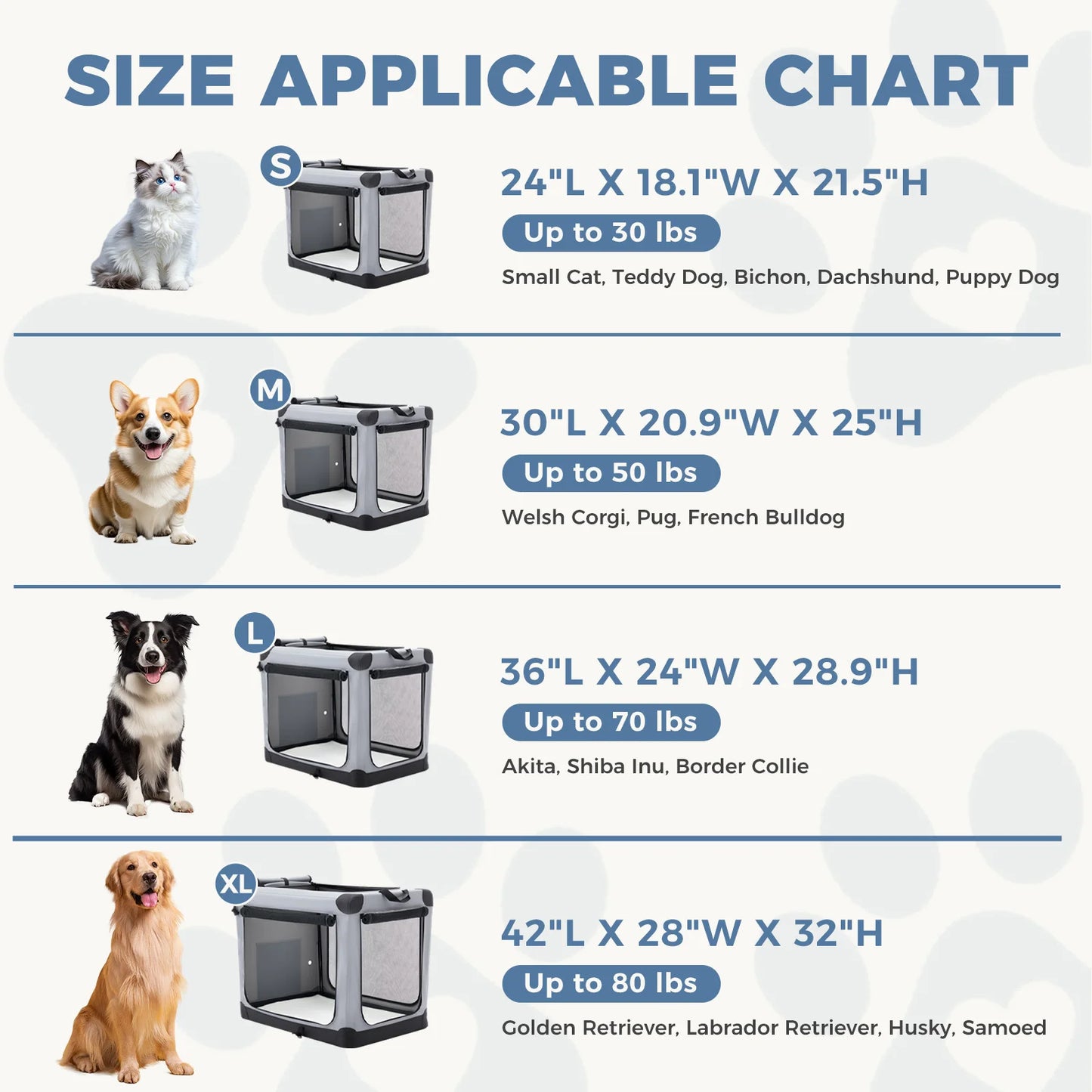 JHK Foldable Soft Dog Crate Kennel With Three Doors Indoors