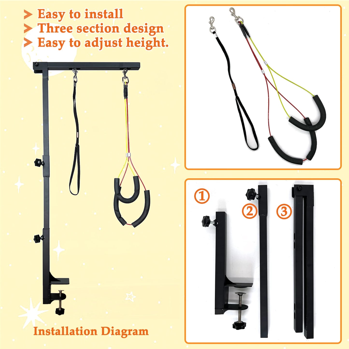 Adjustable Dog Grooming Arm With Clamp And Loops Accessory