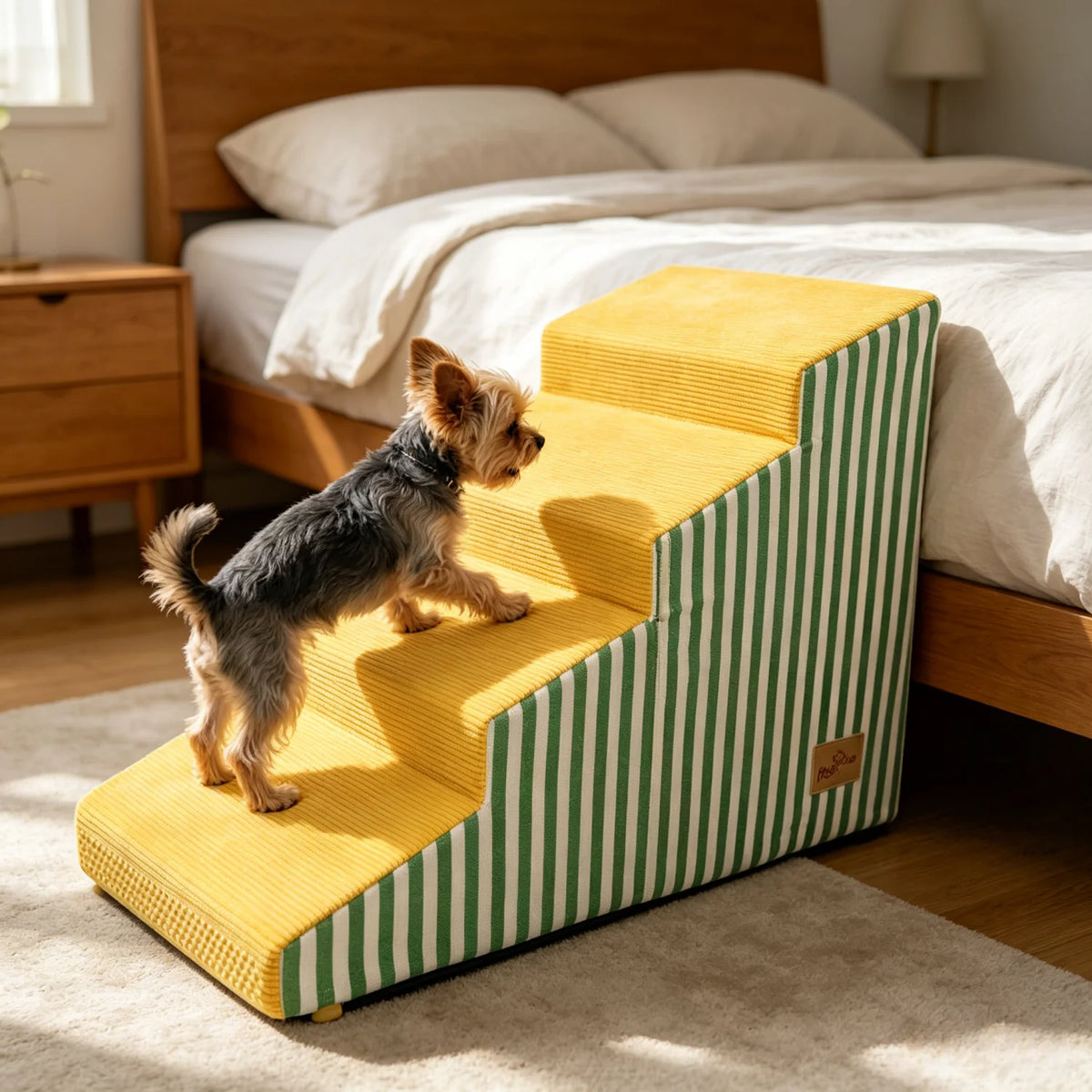 3 to 5 Step Dog Stairs for Bed and Sofa with Foam Ramp