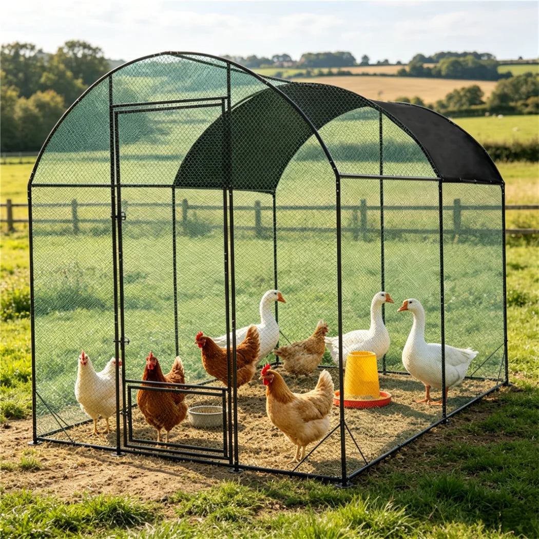 BORWART Chicken Coop Cage Outdoor Walk-In Run Pen With Netting