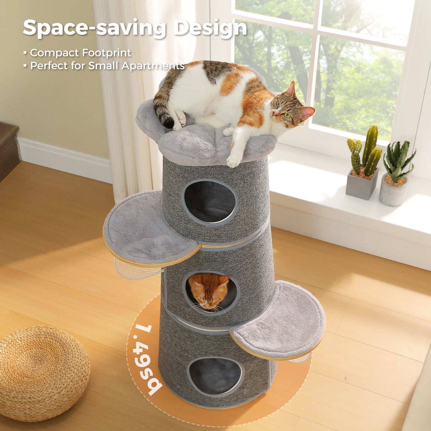 PAWZ Road Modern Cat Tree With Condos Flower Perch