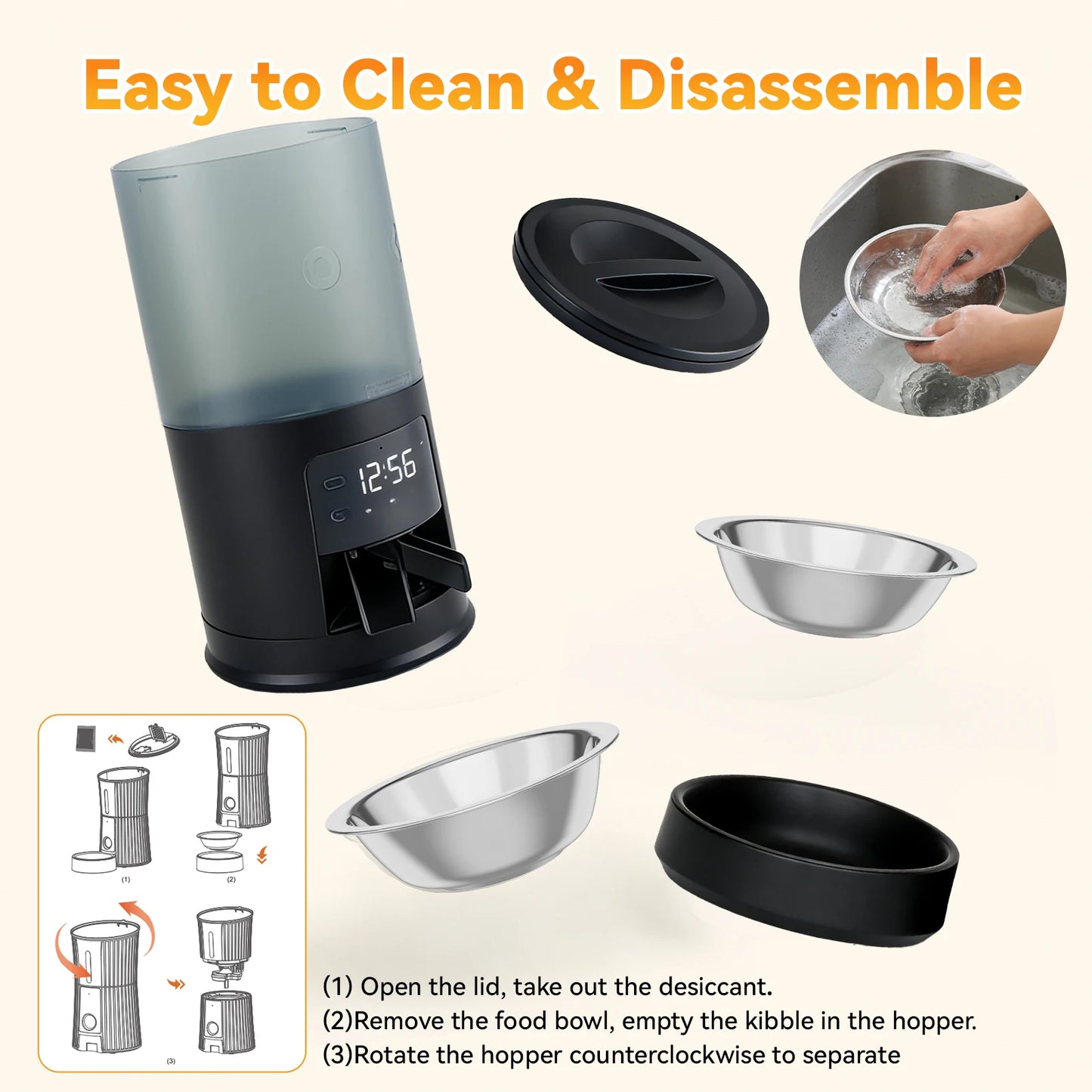 JHK Timed Automatic Cat Feeder With Dual Stainless Bowls