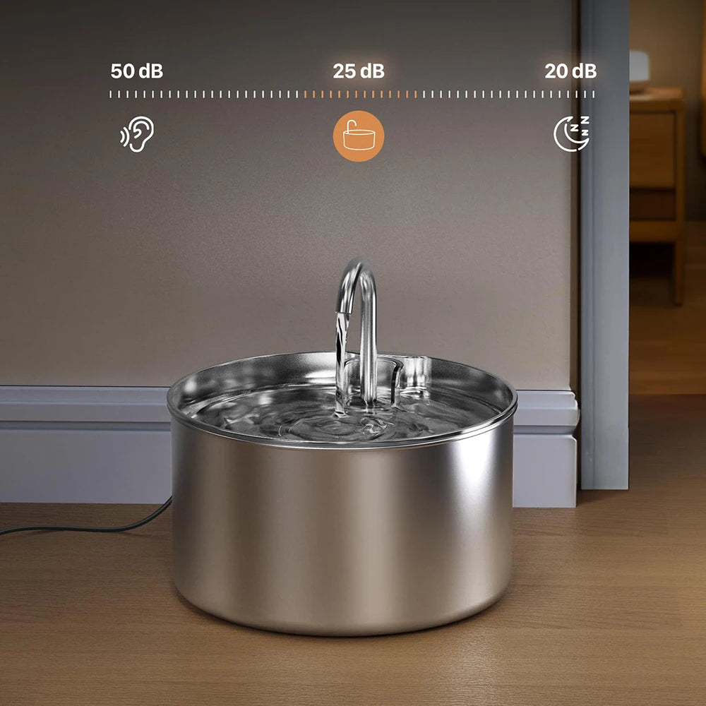 Stainless Steel Cat Water Fountain With Water Level Window