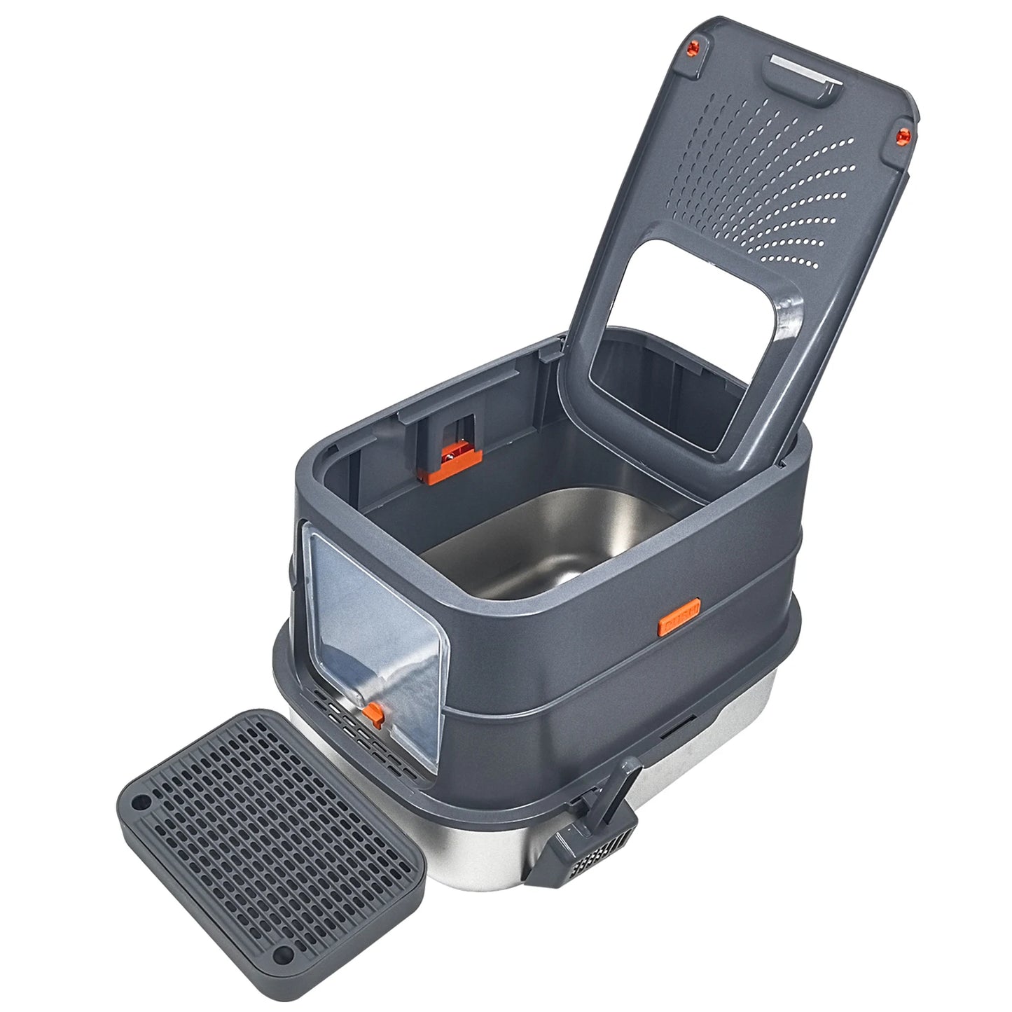 Stainless Steel Enclosed Cat Litter Box With Removable Lid And Scoop