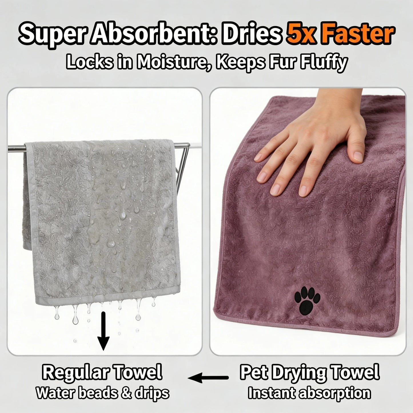 Pet Bath Towel Microfiber Quick Dry For Dogs And Cats