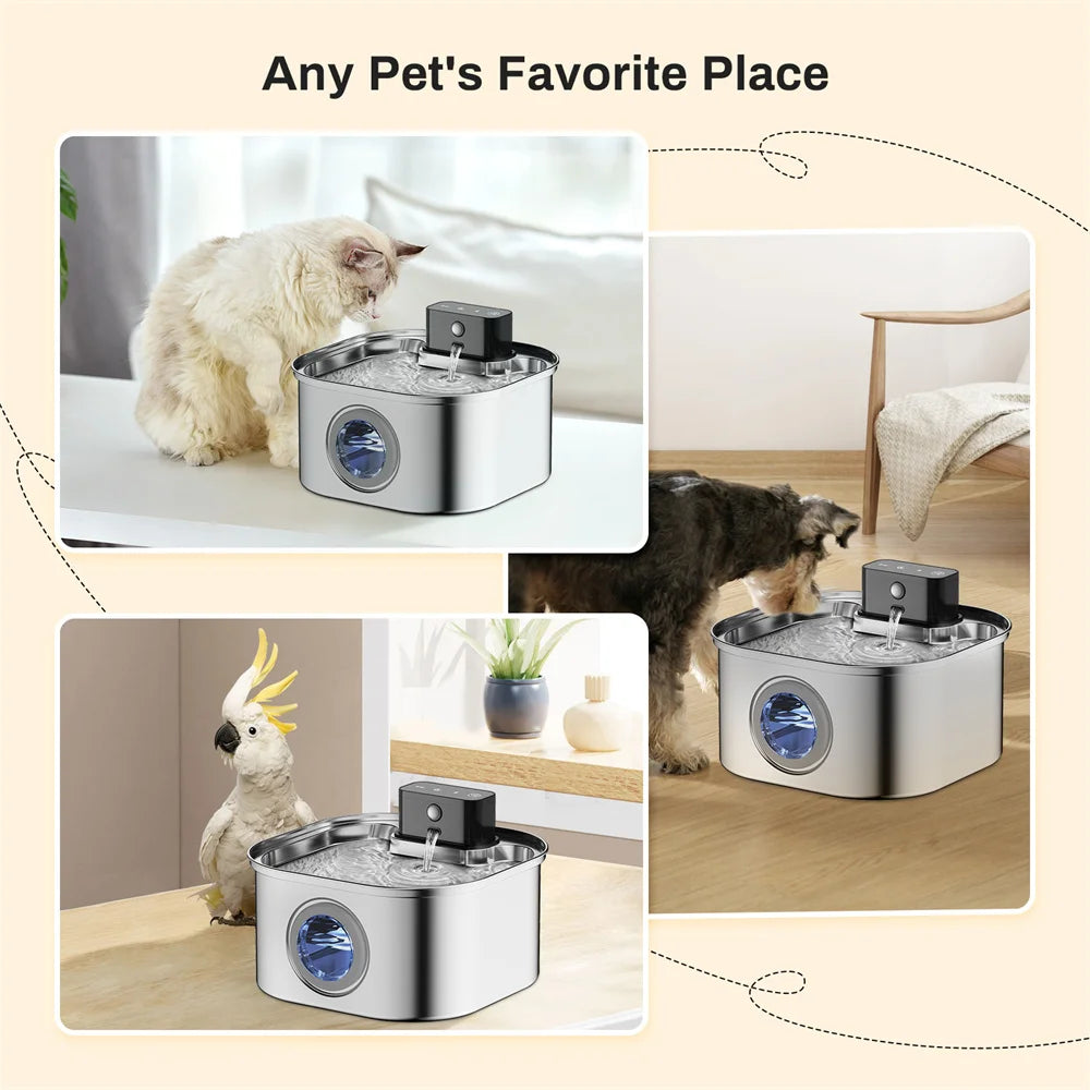 Weomg Rechargeable Stainless Steel Pet Water Fountain For Cats Dogs