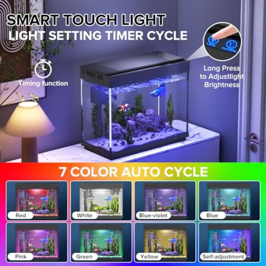 2.4 Gallon Fish Aquarium Starter Kit With Humidifier Temperature Display