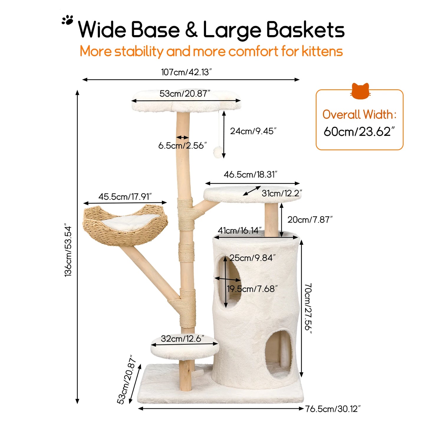 Borwart Double Tier Cat Tree Scratching Post and Activity Center