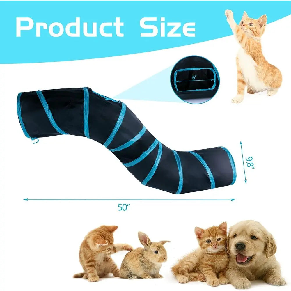 Collapsible Pet Play Tunnel Interactive Maze With Exercise Ball