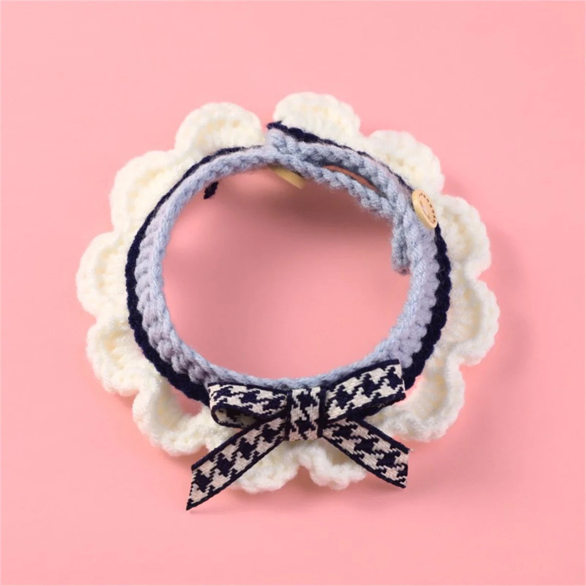 Cute Bow Knot Hand Knitted Pet Collar For Dogs Cats
