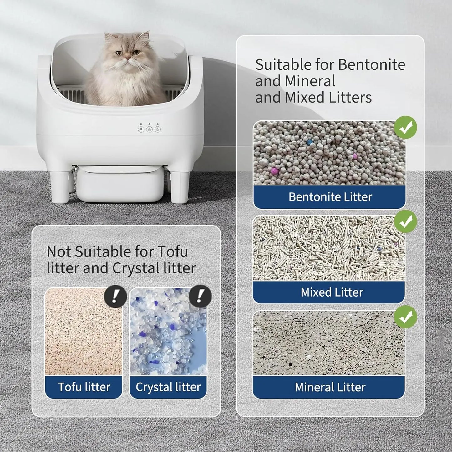 HiMISS App Controlled Self Cleaning Cat Litter Box With Odor Control