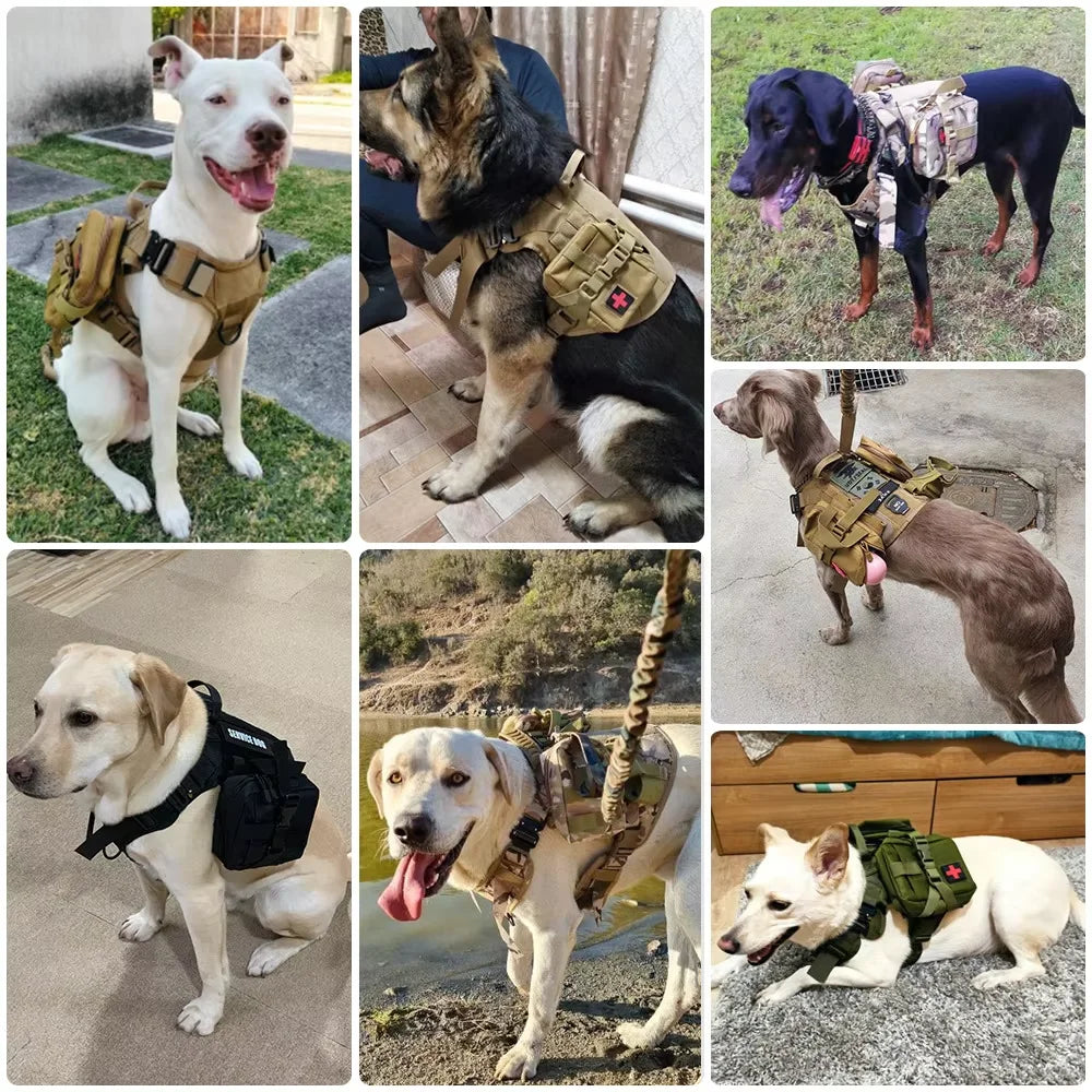 Dog Tactical Bags Set With Molle Pouches For Harness Training